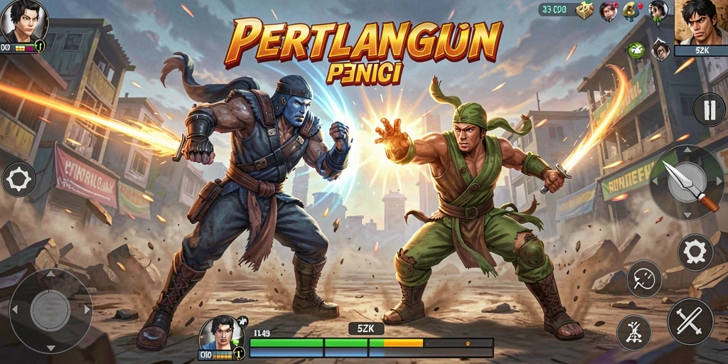 Screenshot gameplay 5ZK dengan aksi pertarungan mendebarkan.