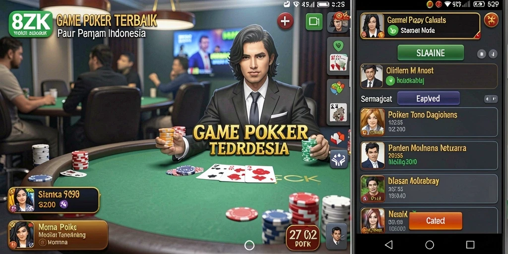 Tampilan gameplay seru dalam poker di aplikasi 8ZK.