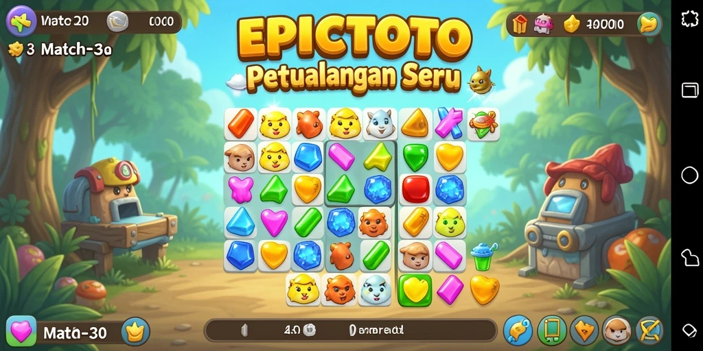 Screenshot EPICTOTO yang menunjukkan serunya gameplay Match-3.