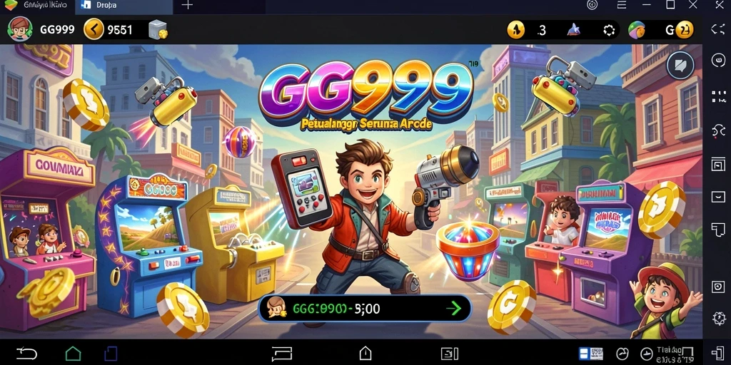 Screenshot utama GG999 menampilkan gameplay seru dan penuh aksi di lingkungan arcade.