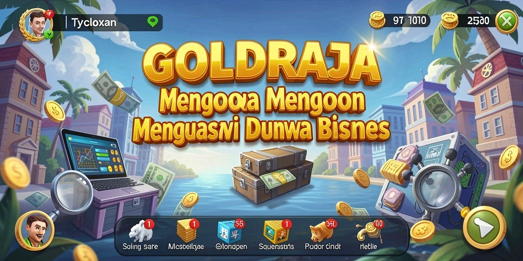 Tangkapan layar gameplay GOLDRAJA menampilkan pengalaman simulasi bisnis yang menarik.