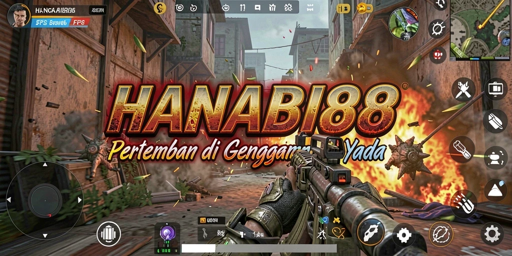 Screenshot HANABI88 menunjukkan aksi FPS yang mendebarkan.