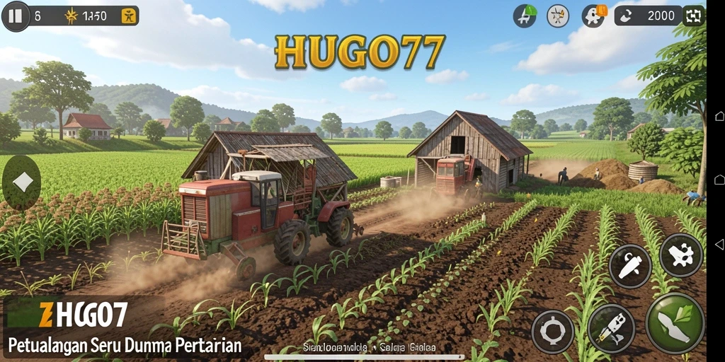 Screenshot gameplay HUGO77 menampilkan aktivitas bercocok tanam yang seru.