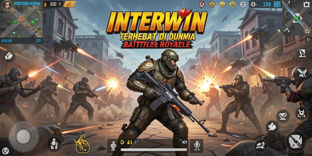 Tampilan epic dari gameplay Battle Royale di INTERWIN.