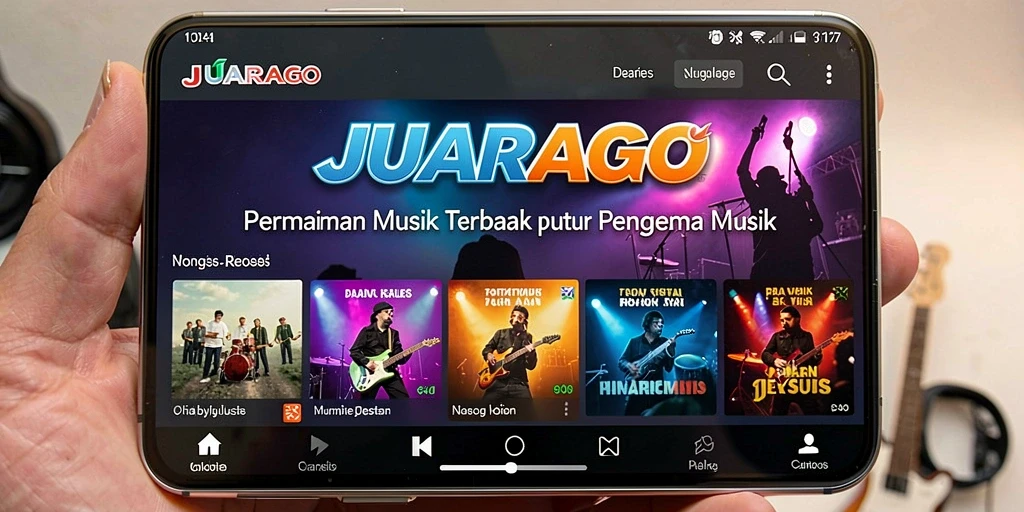 Tampilan gameplay JUARAGO yang menarik dan penuh musik.