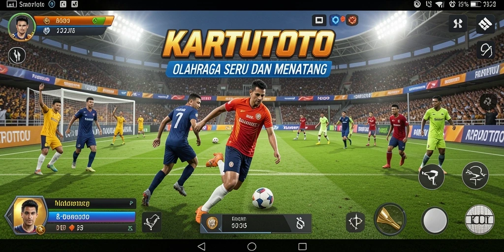 Screenshot utama menampilkan aksi mendebarkan dalam permainan olahraga.