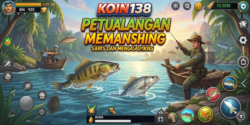 Screenshot seru gameplay KOIN138 saat menangkap ikan.