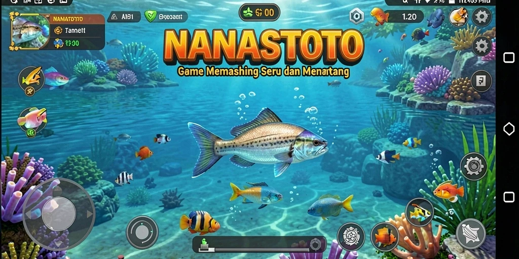 Screenshot gameplay NANASTOTO menampilkan suasana memancing yang realistis dan menarik.