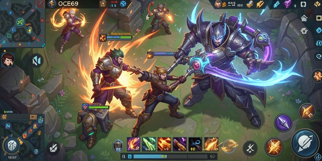 Tampilan gameplay seru dalam OCE69 dengan aksi MOBA yang mendebarkan.
