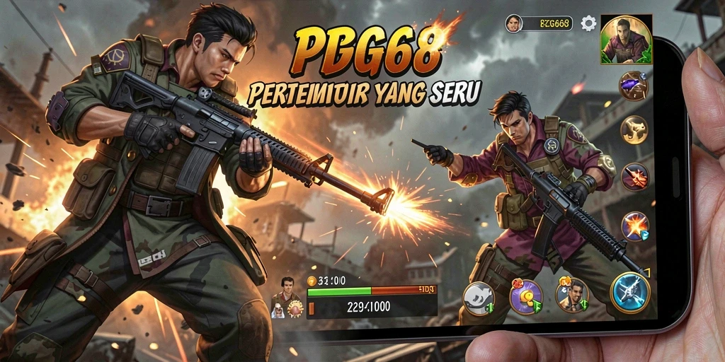 Screenshot gameplay PGG68 menampilkan aksi pertempuran seru di lingkungan yang mendetail.