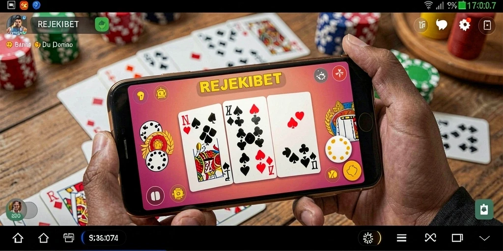 Tampilan gameplay menarik dari REJEKIBET saat bermain Domino.