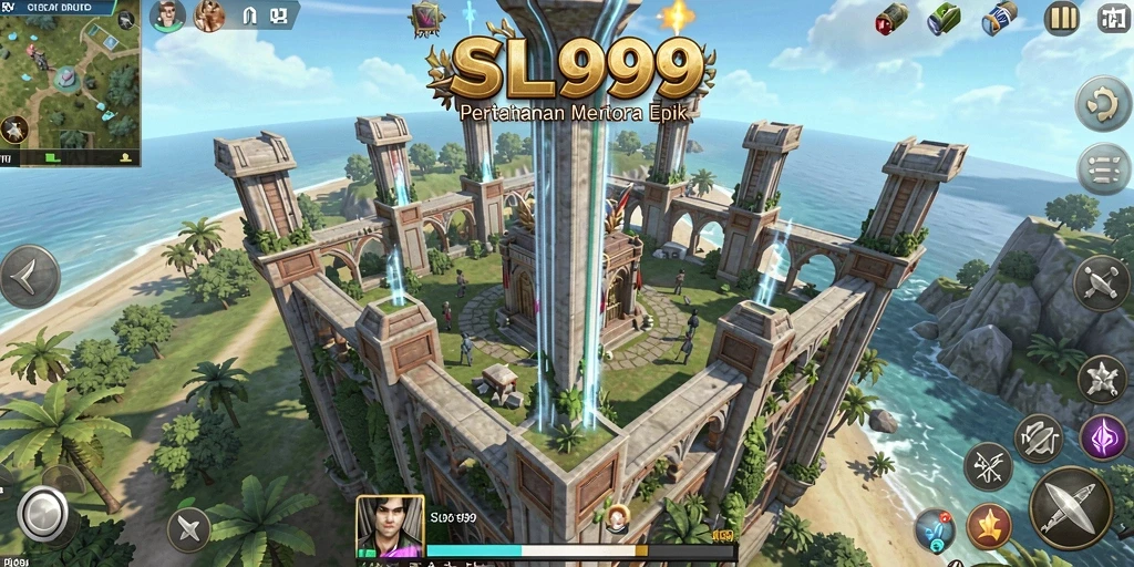 Tampilan gameplay SL999 yang intens dalam gaya Tower Defense.
