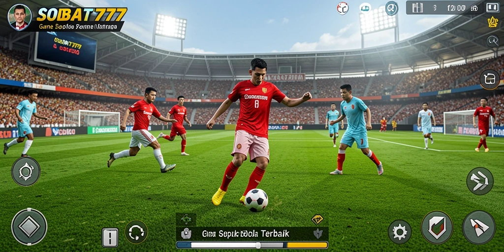 Tangkapan layar gameplay SOBAT777 yang menampilkan aksi sepak bola nyata.