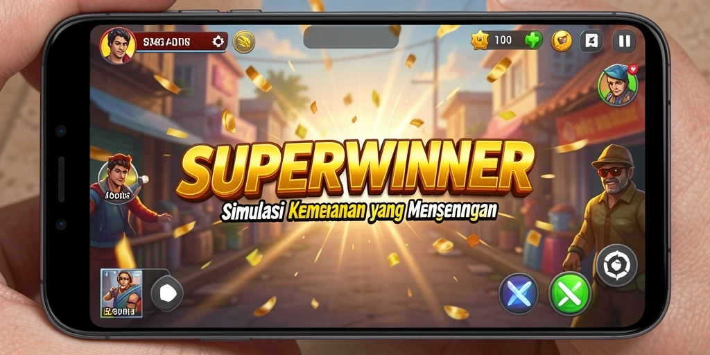 Tampilan gameplay menarik dari SUPERWINNER dengan elemen simulasi.