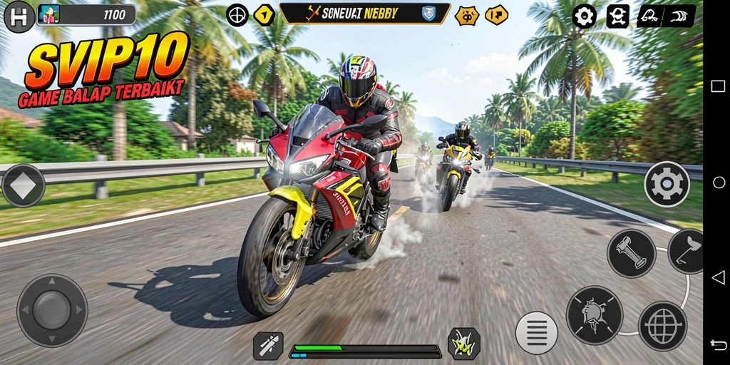 Gameplay menarik dalam SVIP10 dengan balapan motor yang seru dan adrenalin tinggi.