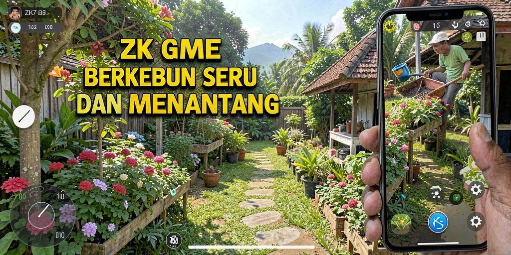 Tangkapan layar gameplay ZK7 dengan ladang yang subur dan hewan ternak.